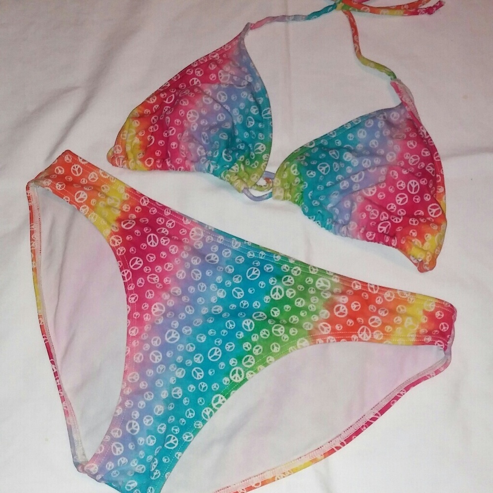 PEACE SIGNS BIKINI, SIZE 5-7 MEDIUM